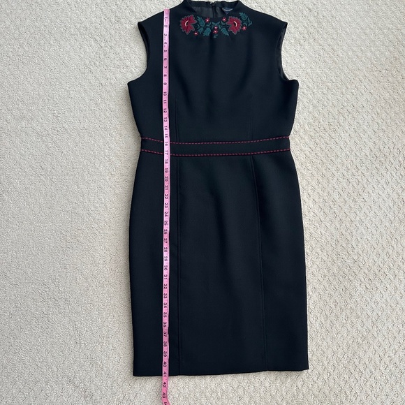Brooks Brothers Floral Embroidered High Neck Wool Blend Sheath Dress 14 Classic - Picture 14 of 15